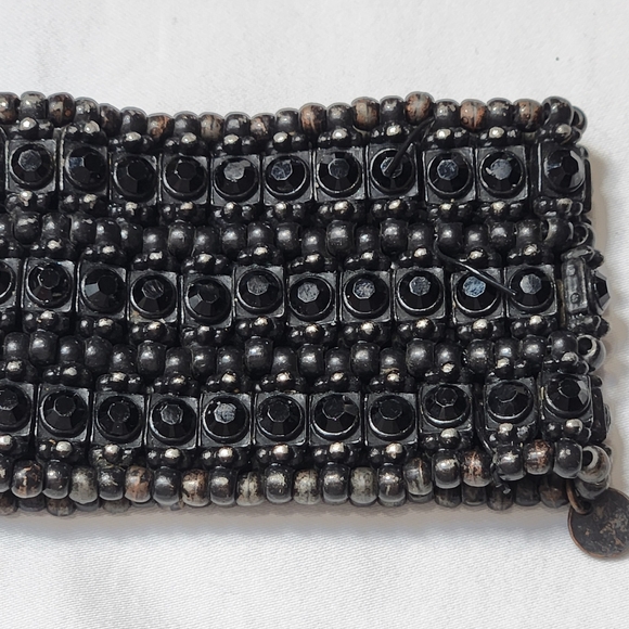 Philippe Audibert Black Rhinestone and Bead Stretch Bracelet - Picture 3 of 4